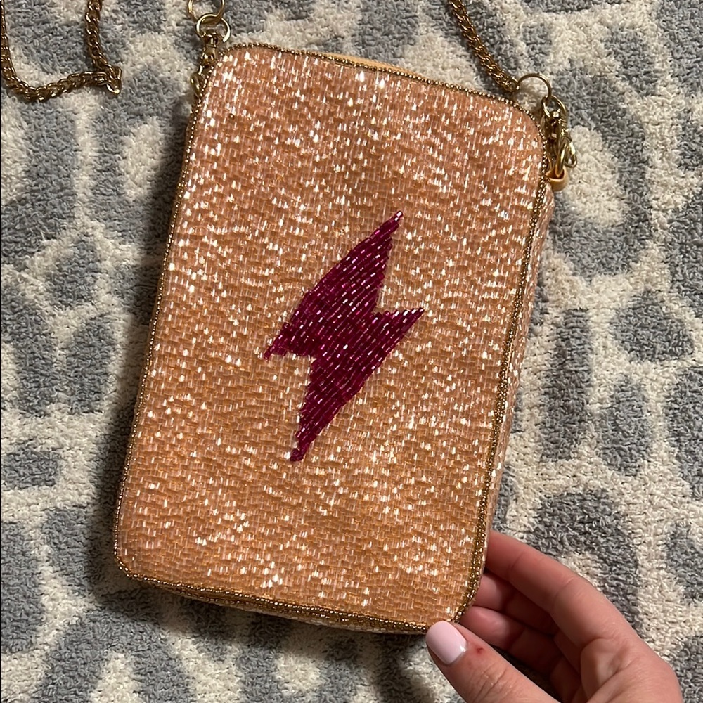 Beaded Lightning Bolt Crossbody Bag